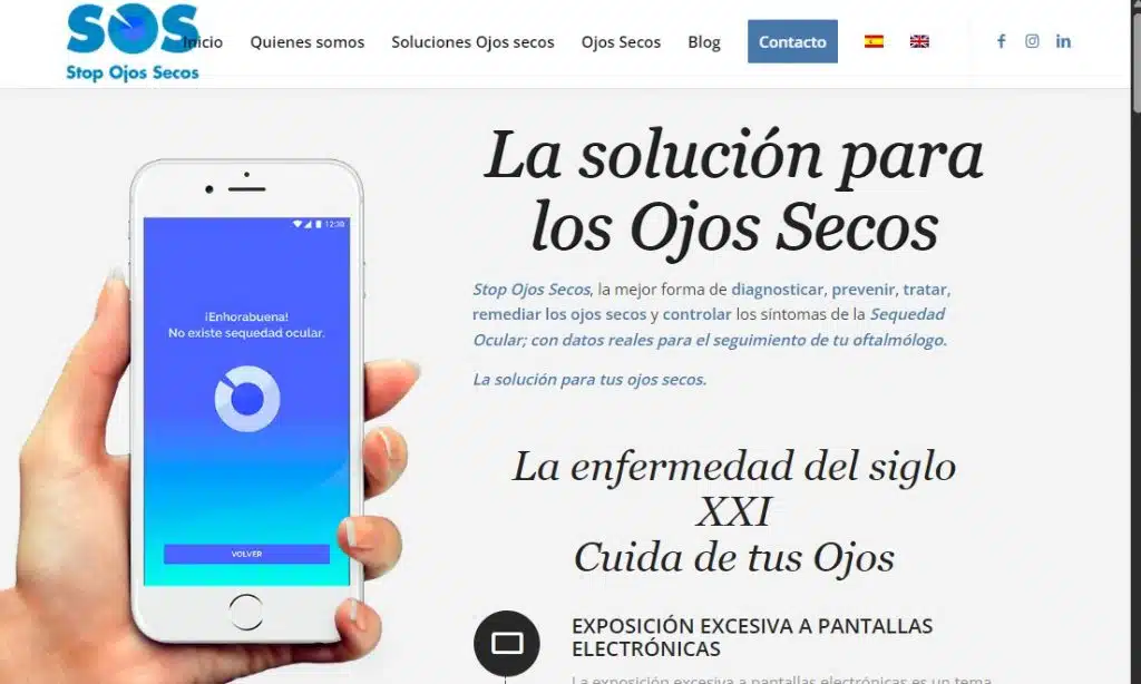 Aplicación móvil para aliviar ojos secos